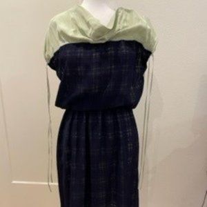 Light and pretty navy blue and sea green dress